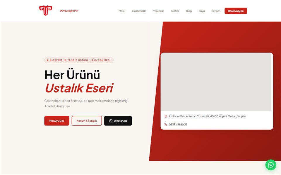 Tandırcı Usta web sitesi tasarımı ekran görüntüsü